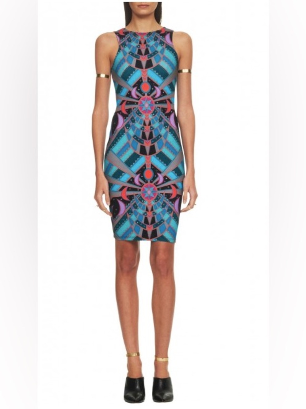 Mara Hoffman Slit Back Midi Dress Lunar Eclipse Teal Print Size M